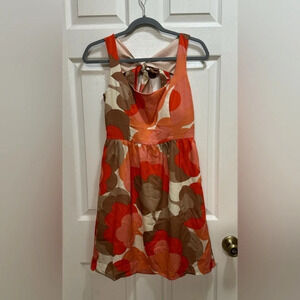 Judith March Fit n Flare Dress Back Tie Floral Babydoll Mod 70s 60s Size Small